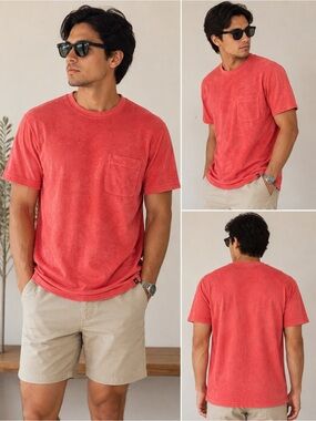 Men's Pocket Sweat Short-Sleeve Tee - Coral Red